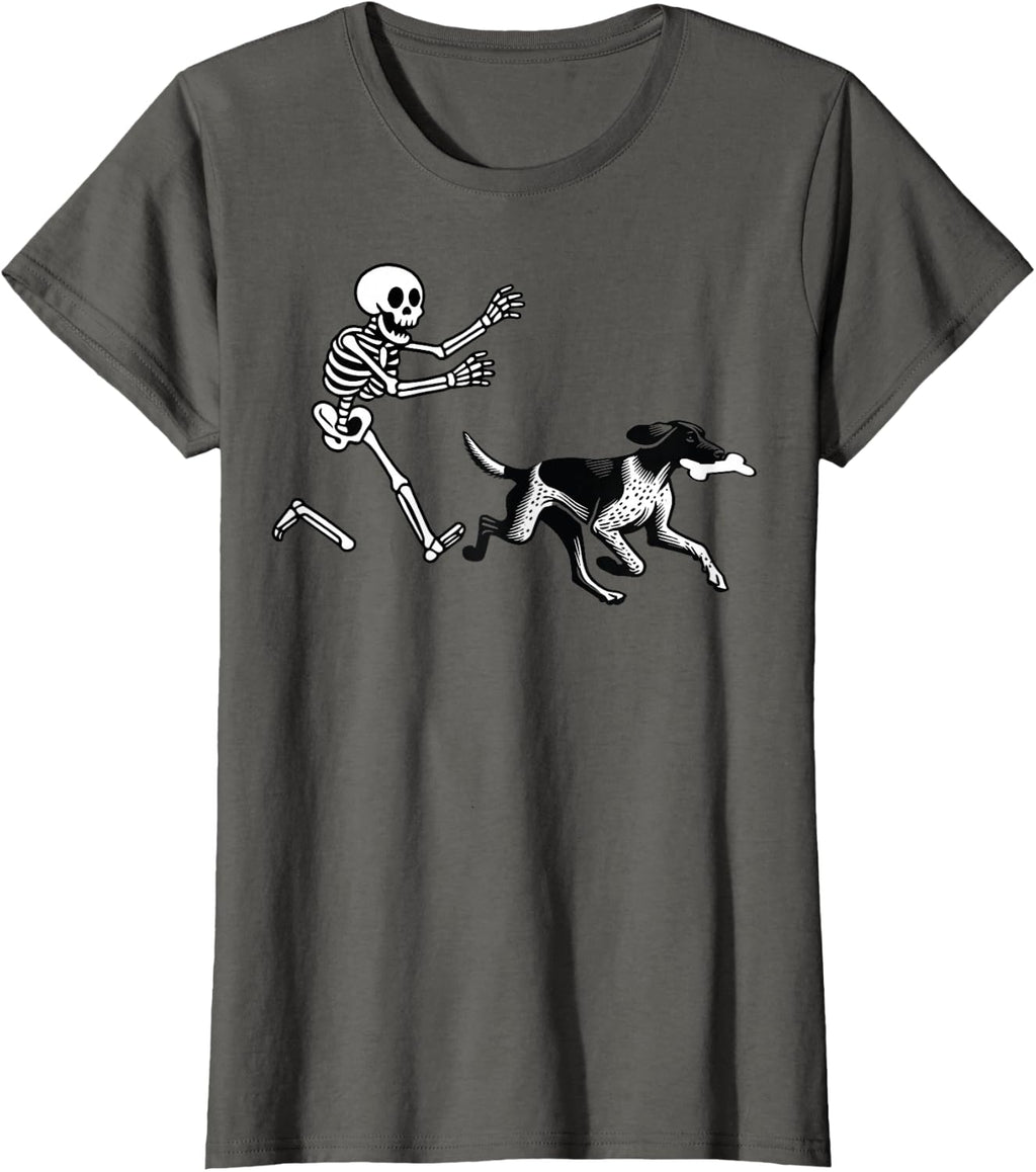 German Shorthaired Pointer Running Skeleton Halloween T-Shirt