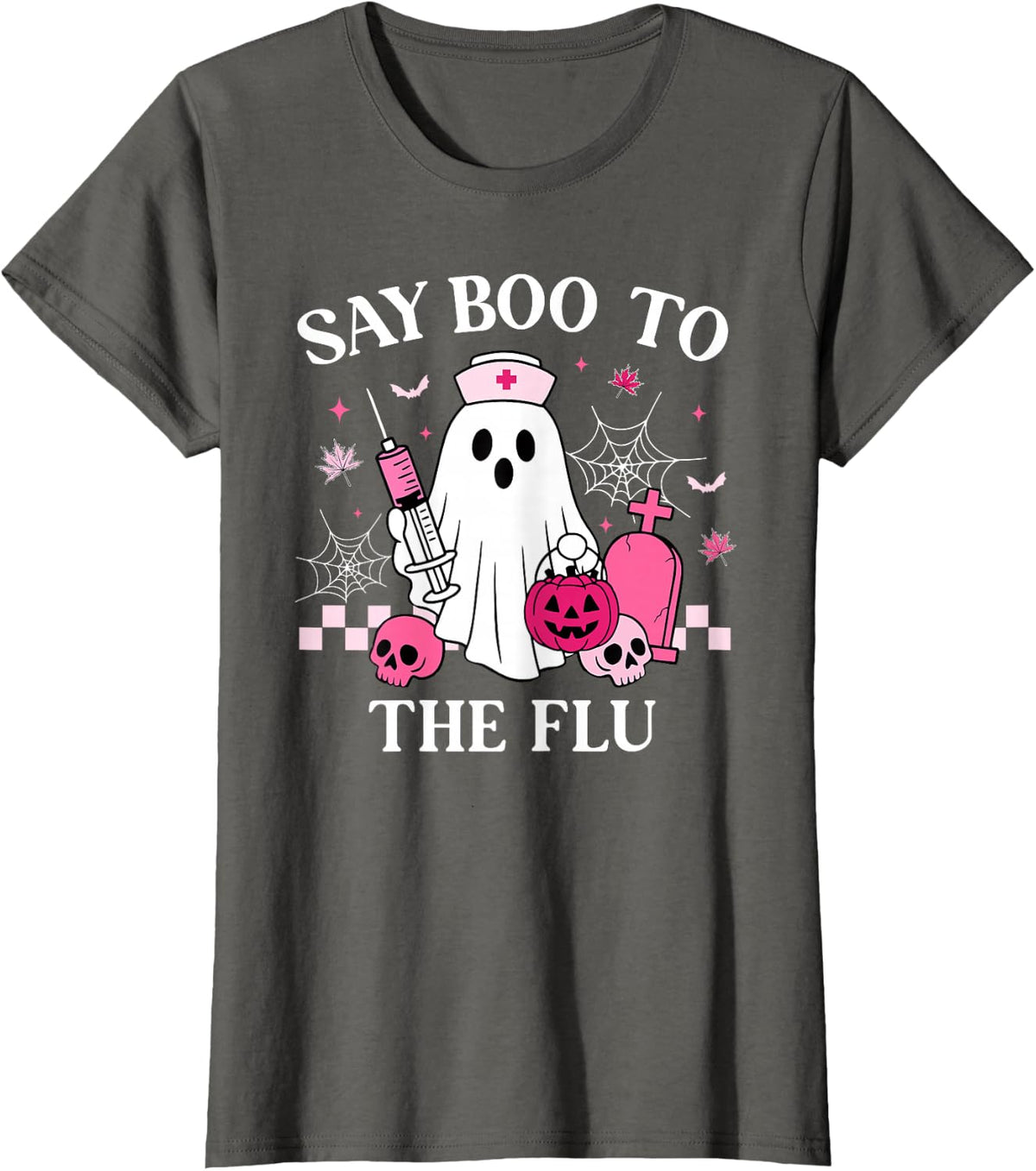 Say Boo to The Flu Funny Nurse Ghost Halloween Vaccine T-Shirt