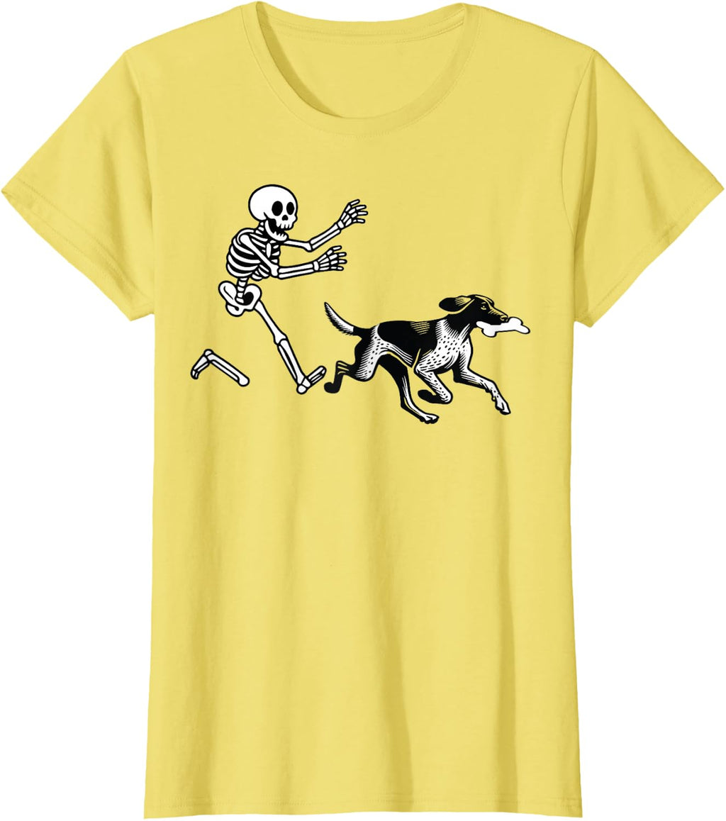 German Shorthaired Pointer Running Skeleton Halloween T-Shirt