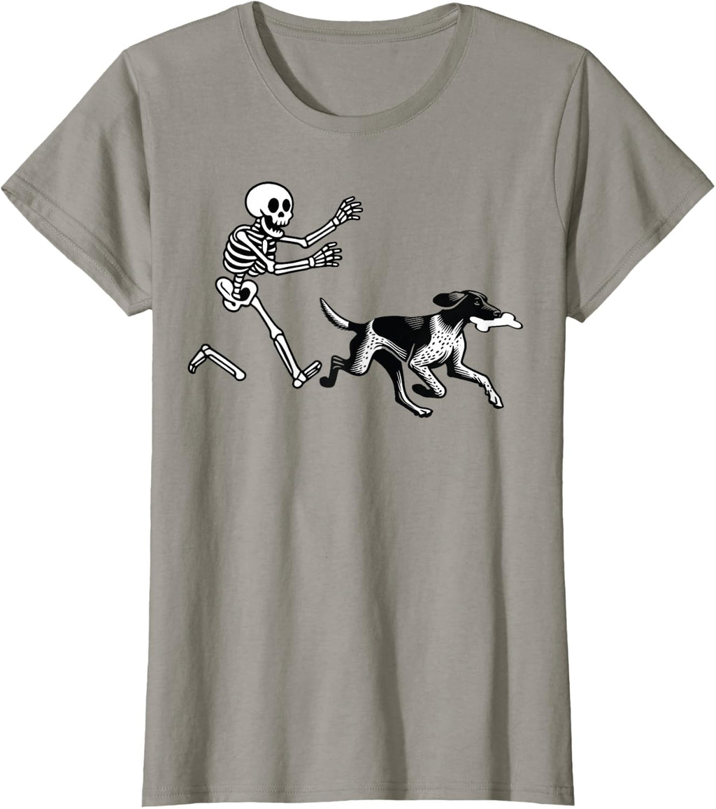 German Shorthaired Pointer Running Skeleton Halloween T-Shirt