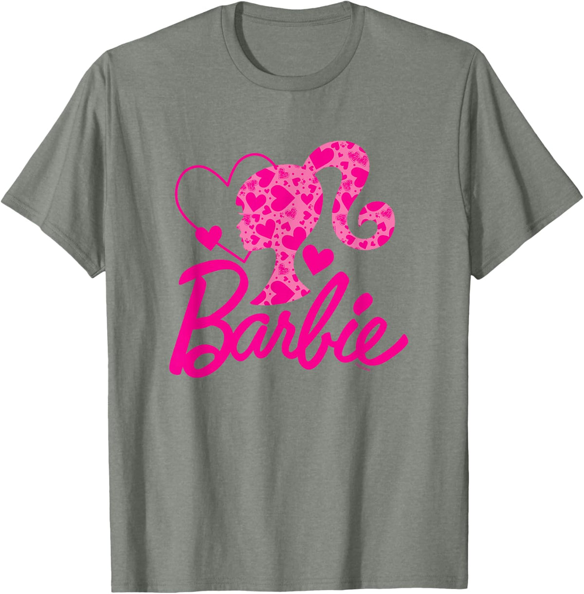 Barbie Black Heart Logo Crew Neck T-Shirt - Classic Fit, Short Sleeve, Cotton-Polyester Blend