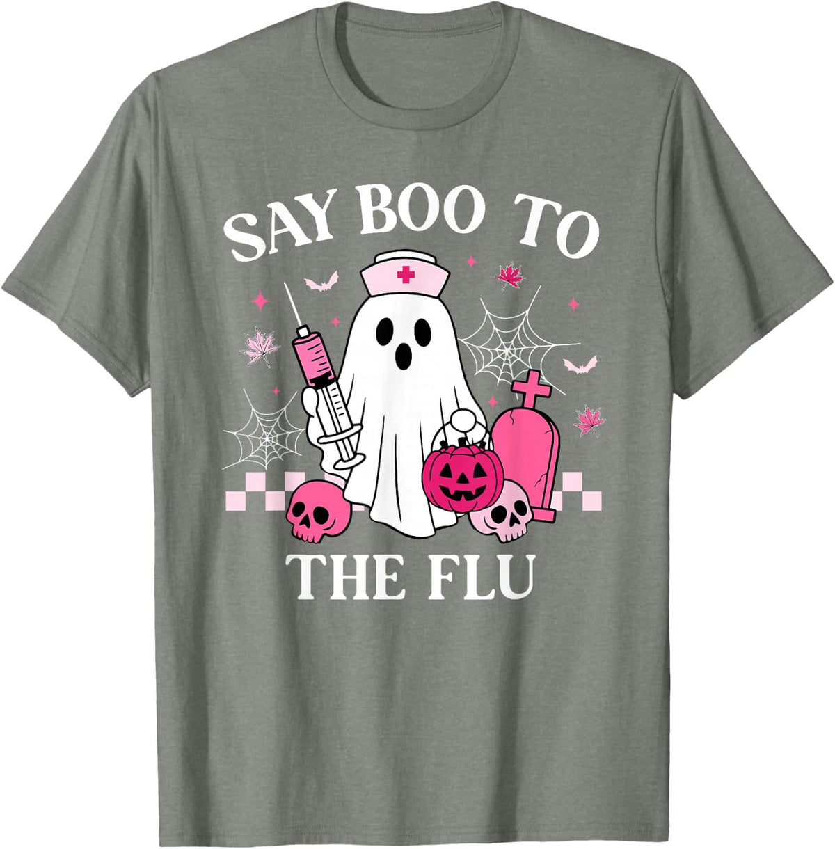 Say Boo to The Flu Funny Nurse Ghost Halloween Vaccine T-Shirt