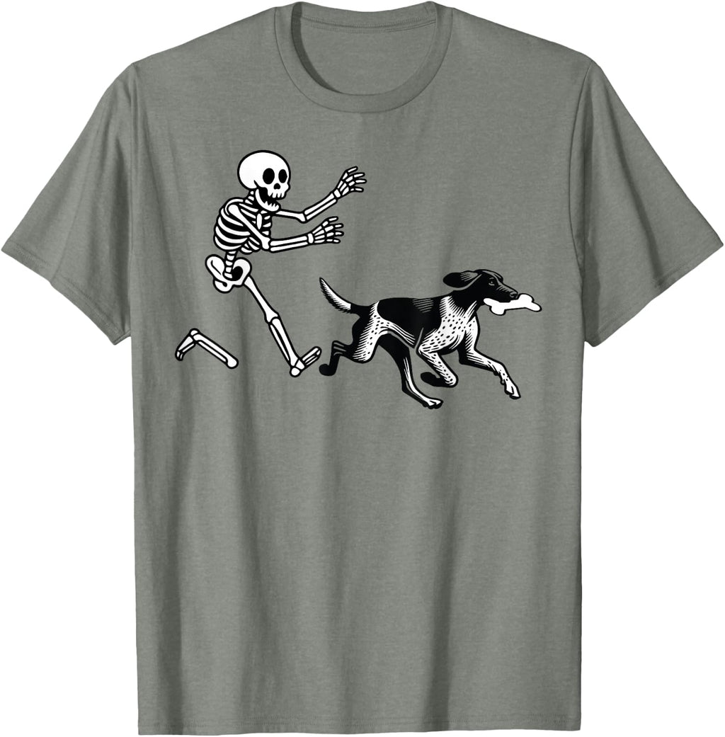 German Shorthaired Pointer Running Skeleton Halloween T-Shirt