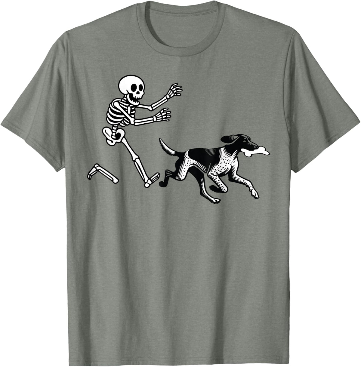 German Shorthaired Pointer Running Skeleton Halloween T-Shirt