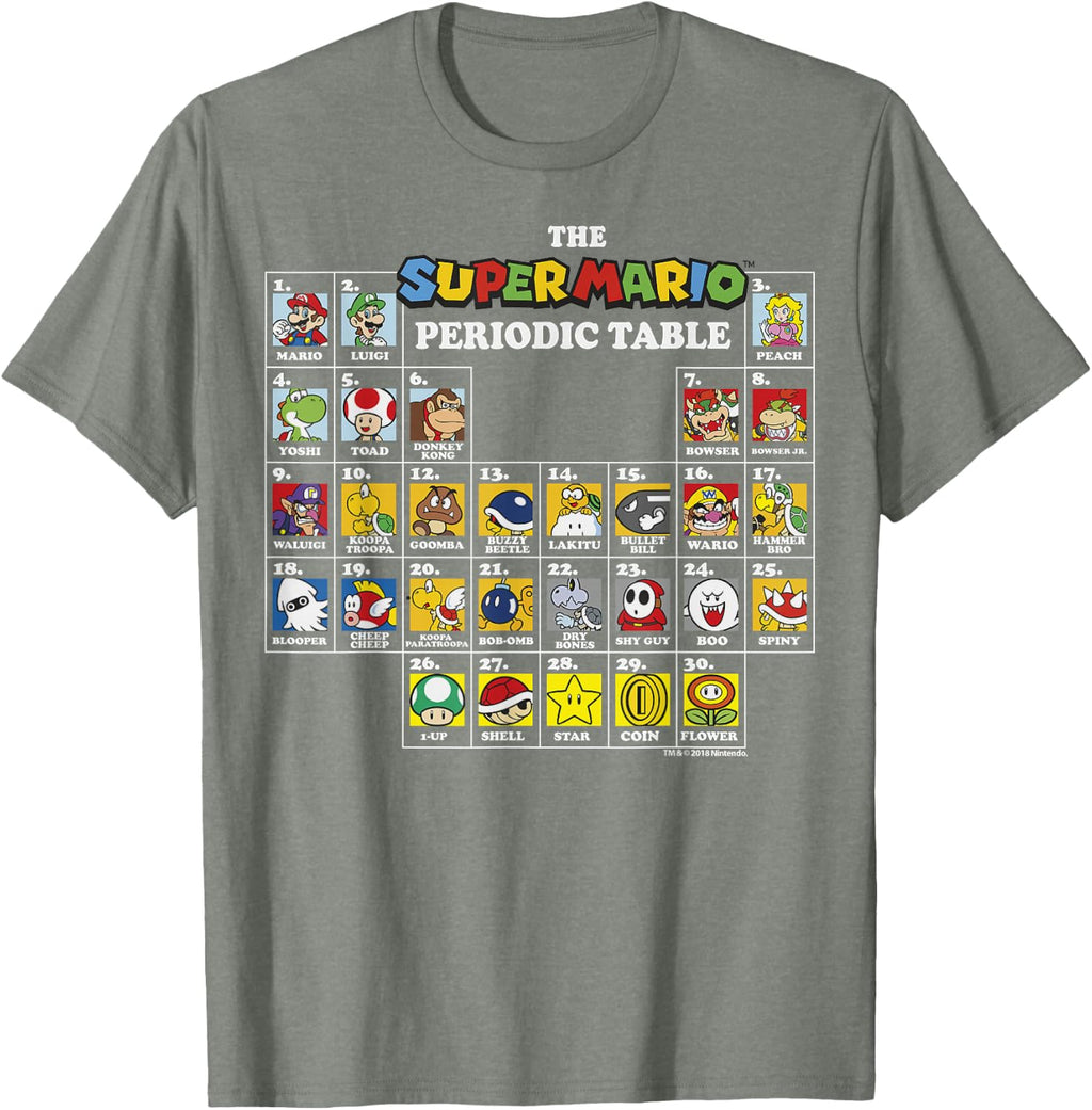 Super Mario Periodic Table Of Characters Graphic T-Shirt