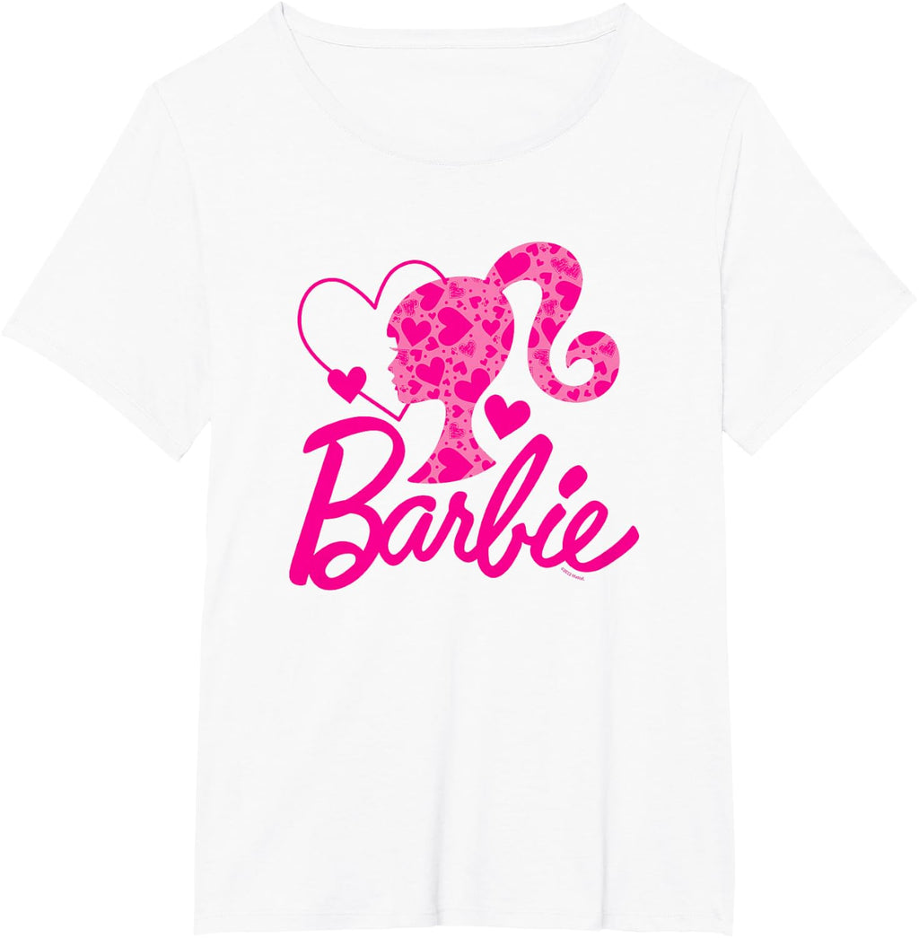 Barbie Black Heart Logo Crew Neck T-Shirt - Classic Fit, Short Sleeve, Cotton-Polyester Blend