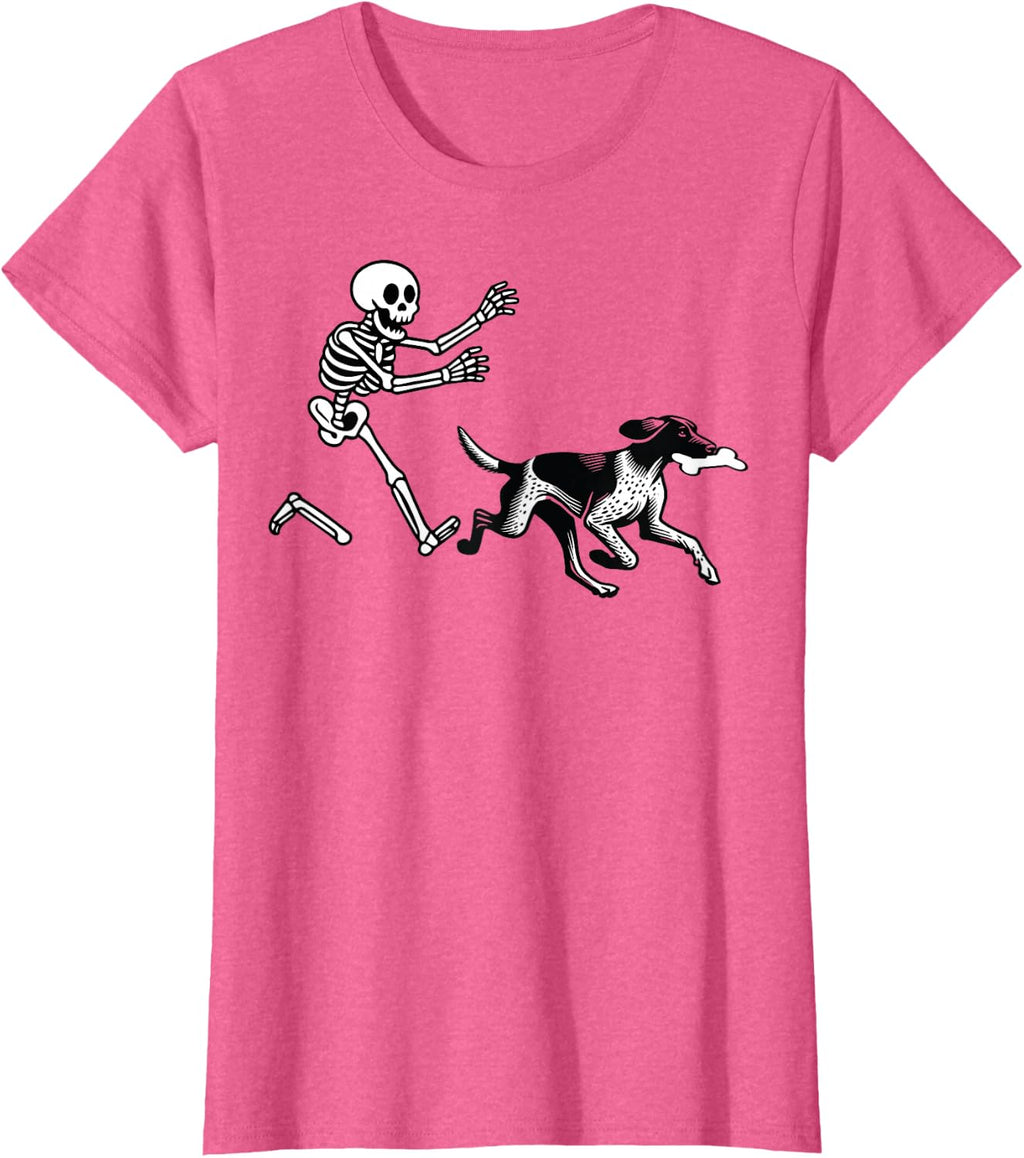 German Shorthaired Pointer Running Skeleton Halloween T-Shirt
