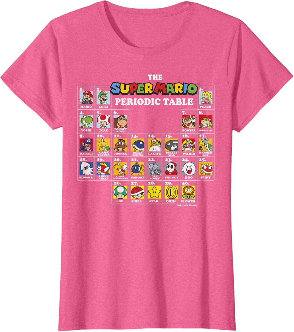 Super Mario Periodic Table Of Characters Graphic T-Shirt