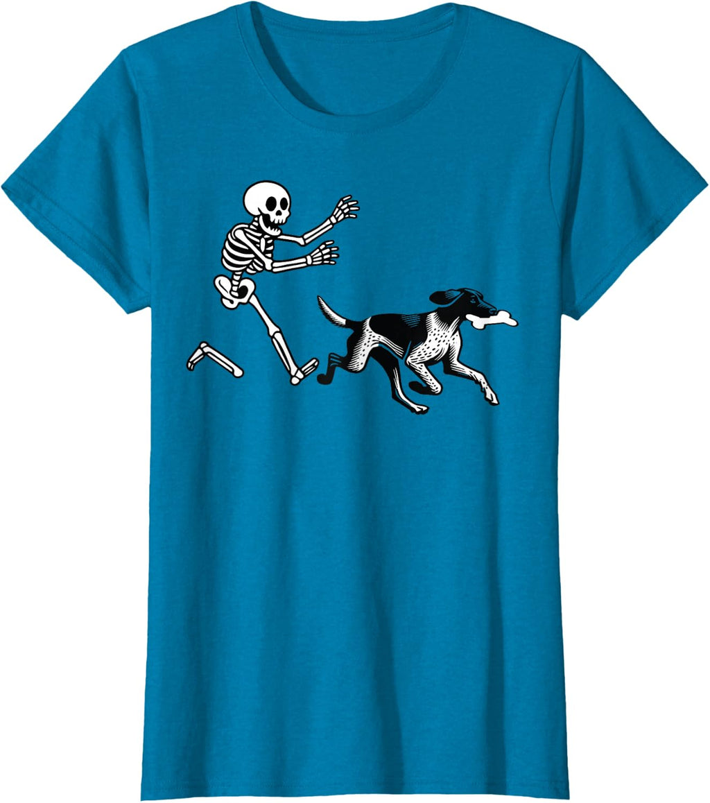 German Shorthaired Pointer Running Skeleton Halloween T-Shirt