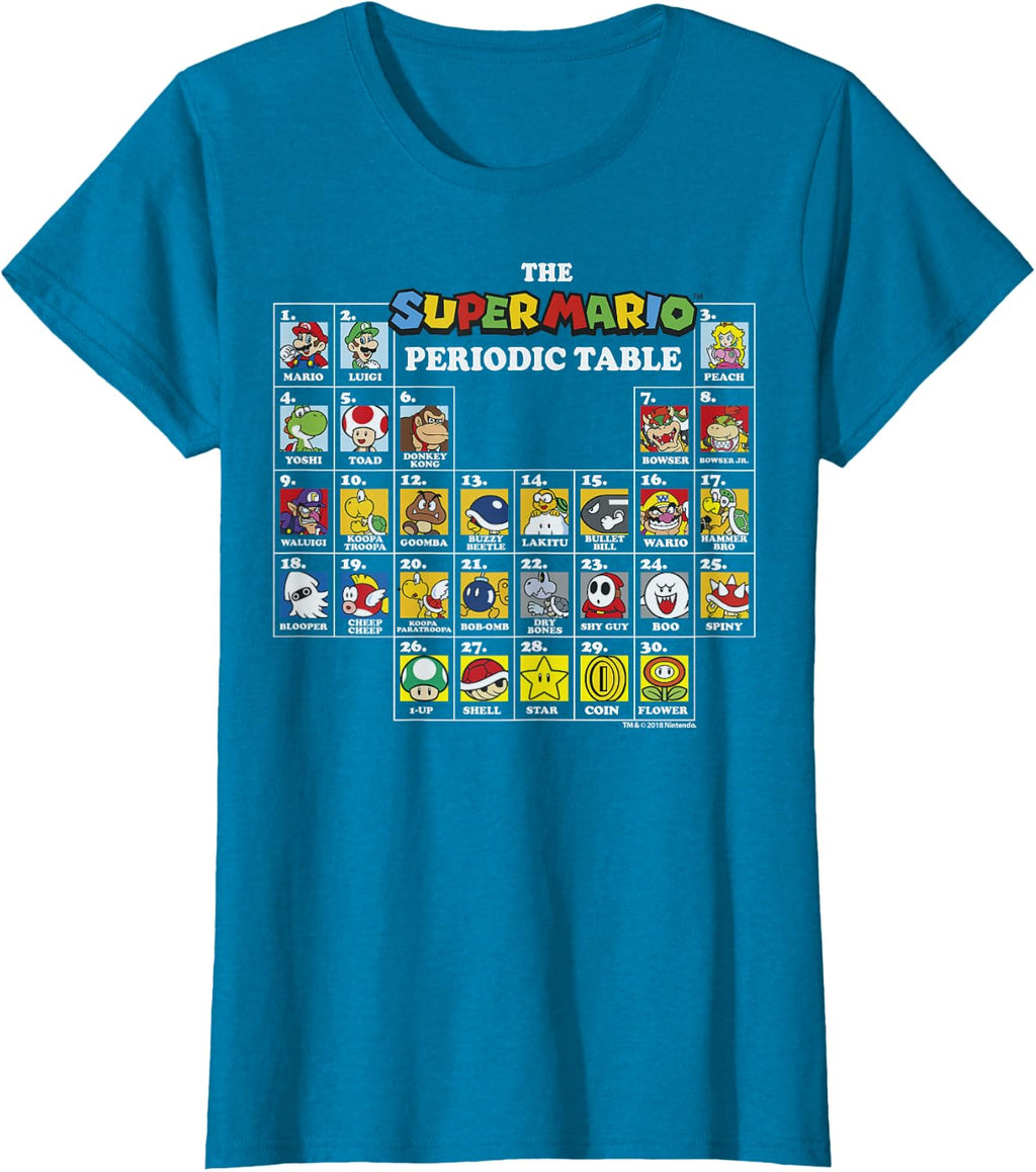 Super Mario Periodic Table Of Characters Graphic T-Shirt