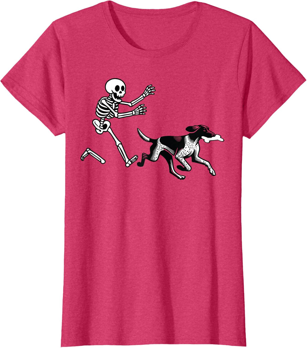 German Shorthaired Pointer Running Skeleton Halloween T-Shirt