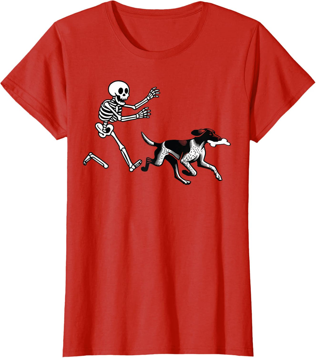 German Shorthaired Pointer Running Skeleton Halloween T-Shirt