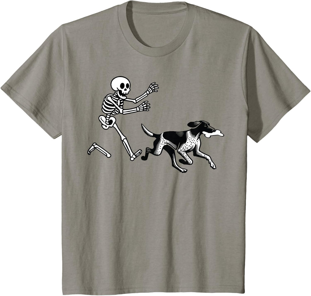 German Shorthaired Pointer Running Skeleton Halloween T-Shirt