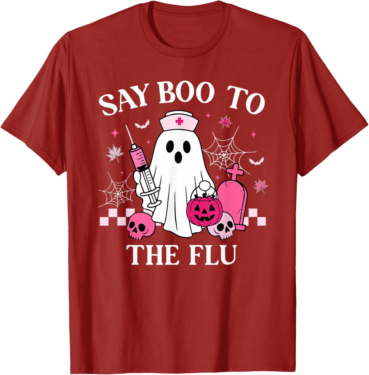 Say Boo to The Flu Funny Nurse Ghost Halloween Vaccine T-Shirt
