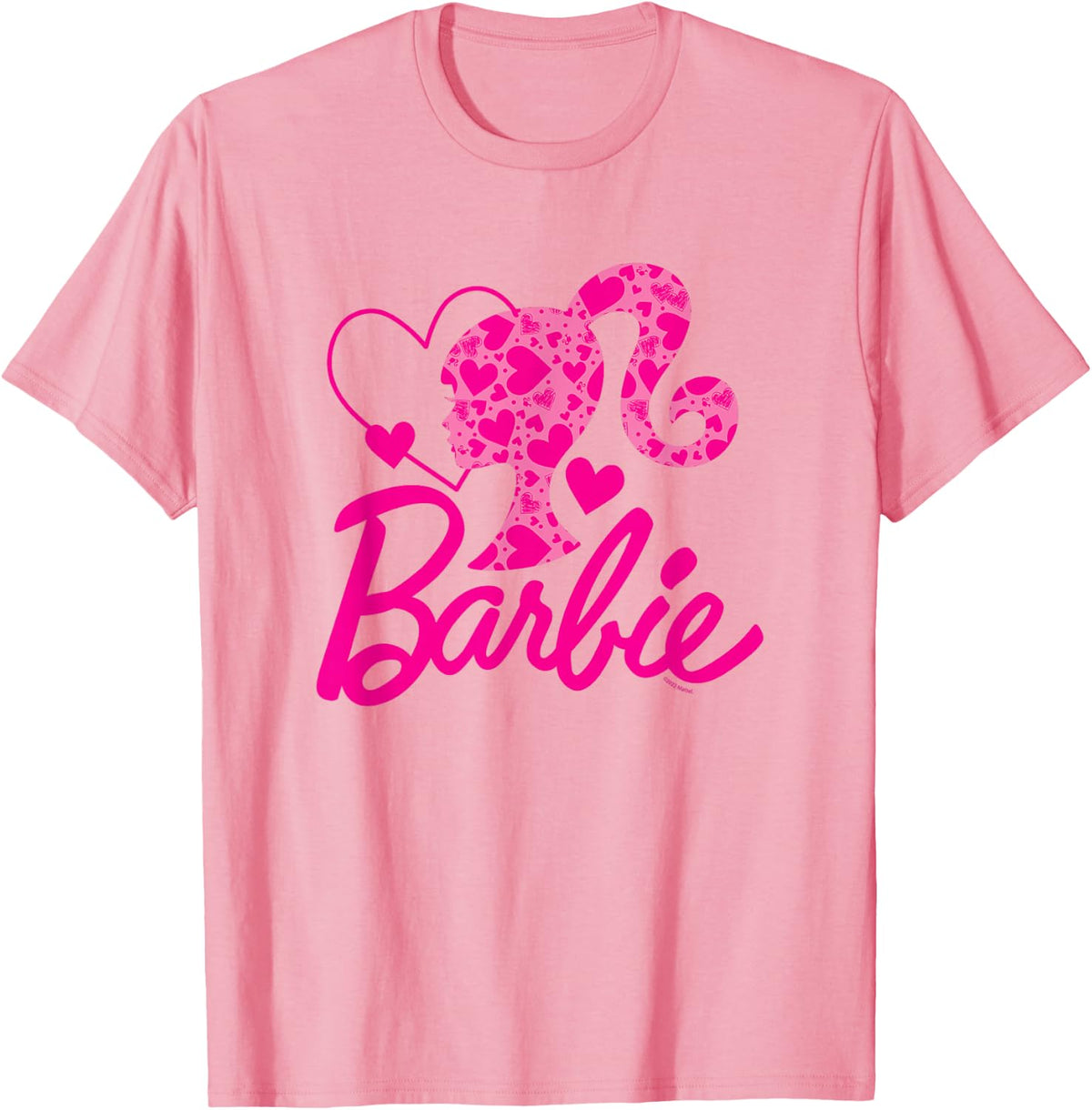 Barbie Black Heart Logo Crew Neck T-Shirt - Classic Fit, Short Sleeve, Cotton-Polyester Blend