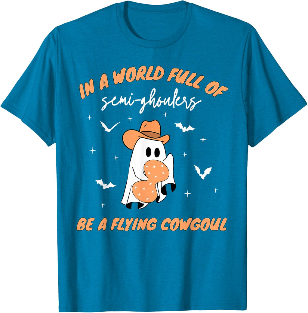 Labor and Delivery Nurse Halloween Ghost Flying Cowgirl Fall T-Shirt
