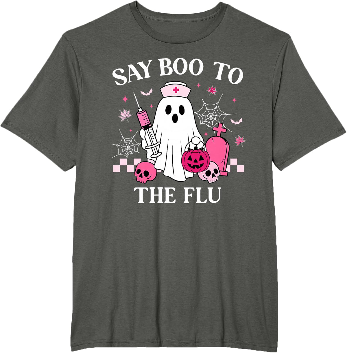 Say Boo to The Flu Funny Nurse Ghost Halloween Vaccine T-Shirt