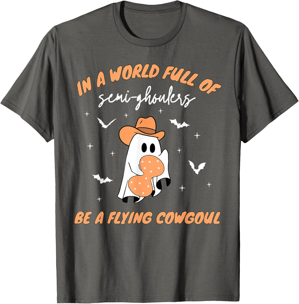 Labor and Delivery Nurse Halloween Ghost Flying Cowgirl Fall T-Shirt