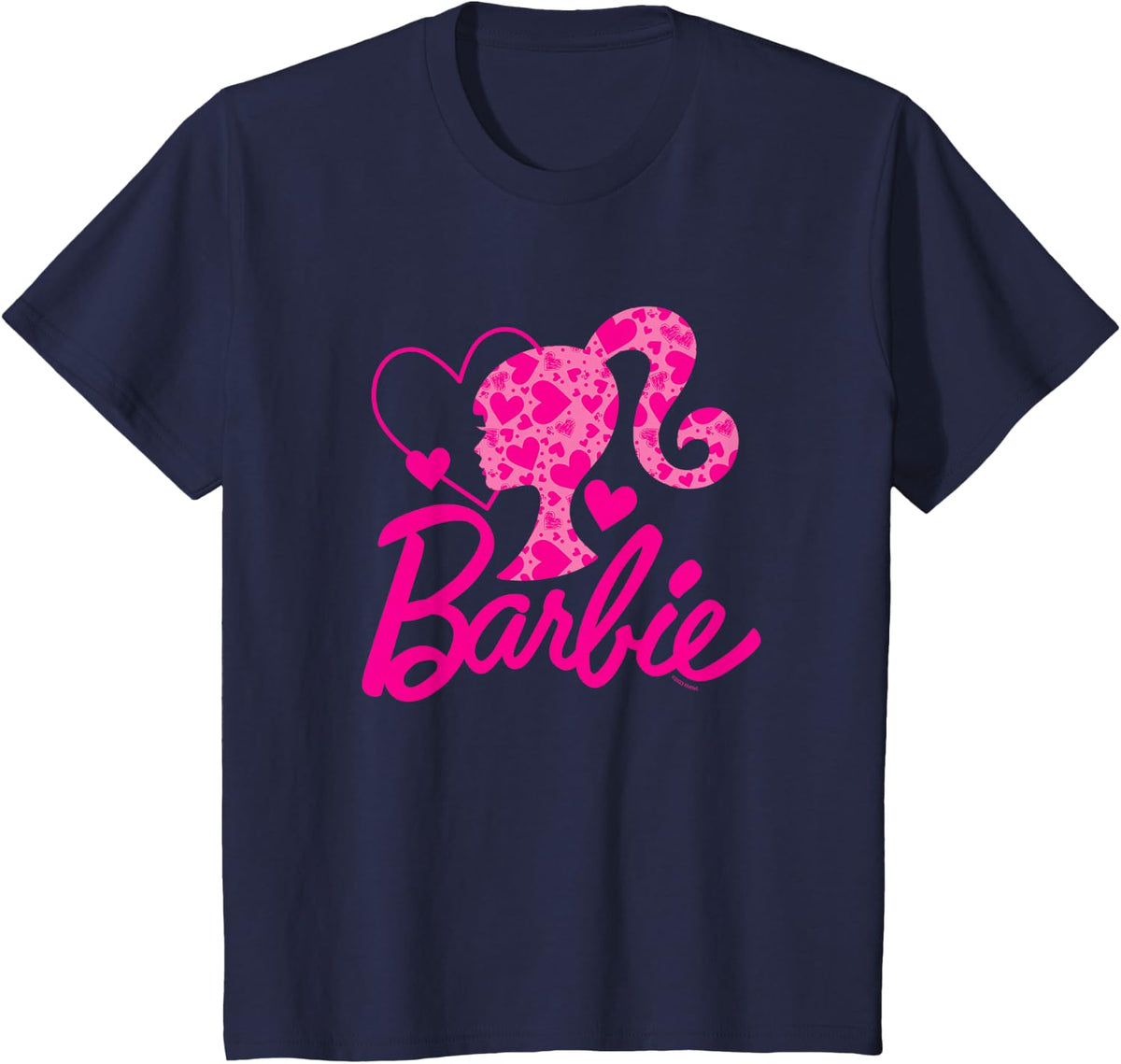 Barbie Black Heart Logo Crew Neck T-Shirt - Classic Fit, Short Sleeve, Cotton-Polyester Blend
