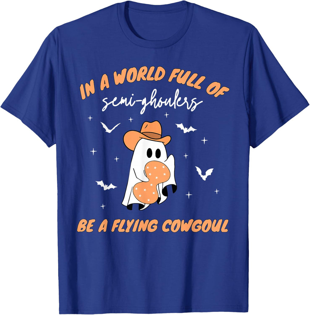 Labor and Delivery Nurse Halloween Ghost Flying Cowgirl Fall T-Shirt