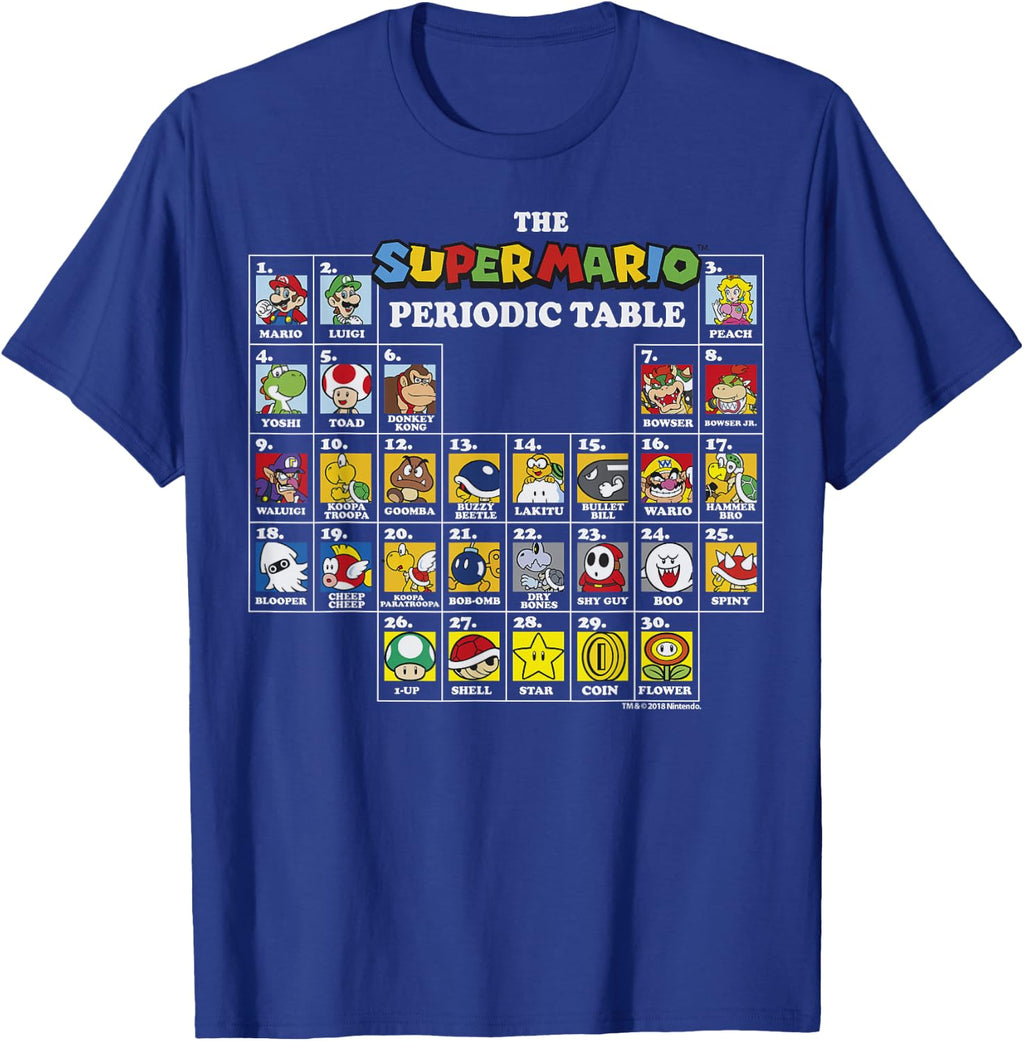 Super Mario Periodic Table Of Characters Graphic T-Shirt