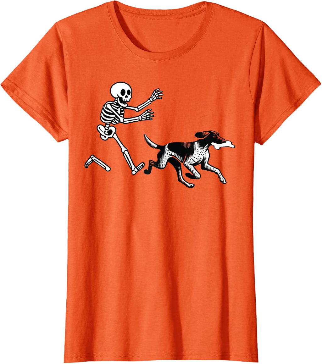 German Shorthaired Pointer Running Skeleton Halloween T-Shirt