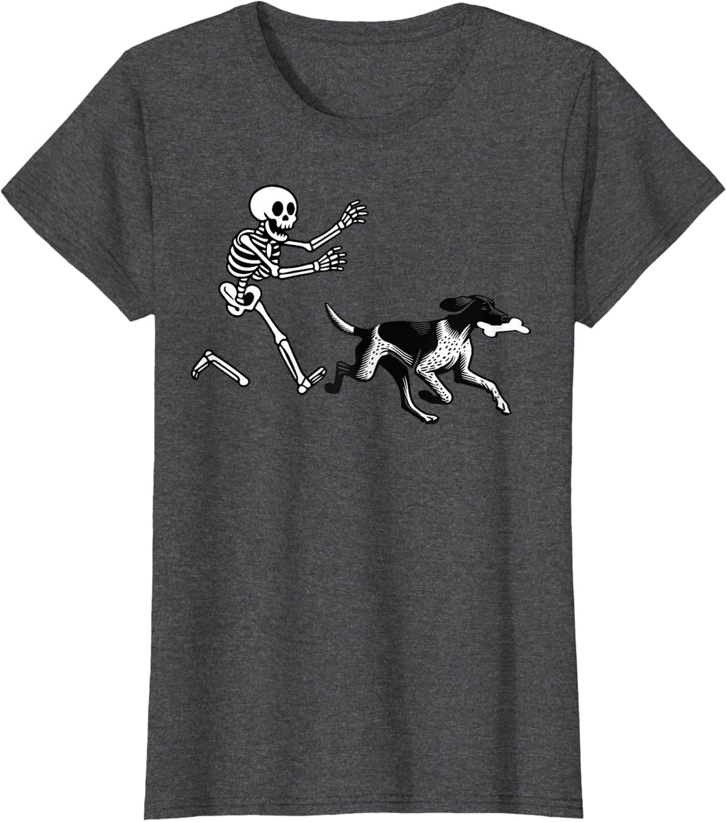German Shorthaired Pointer Running Skeleton Halloween T-Shirt