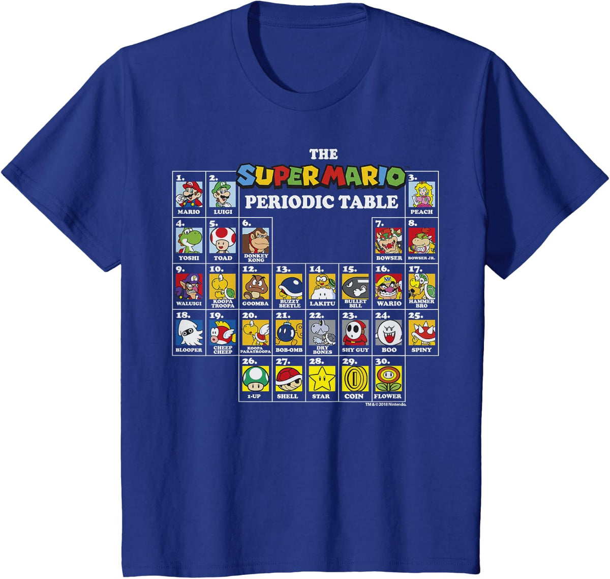 Super Mario Periodic Table Of Characters Graphic T-Shirt