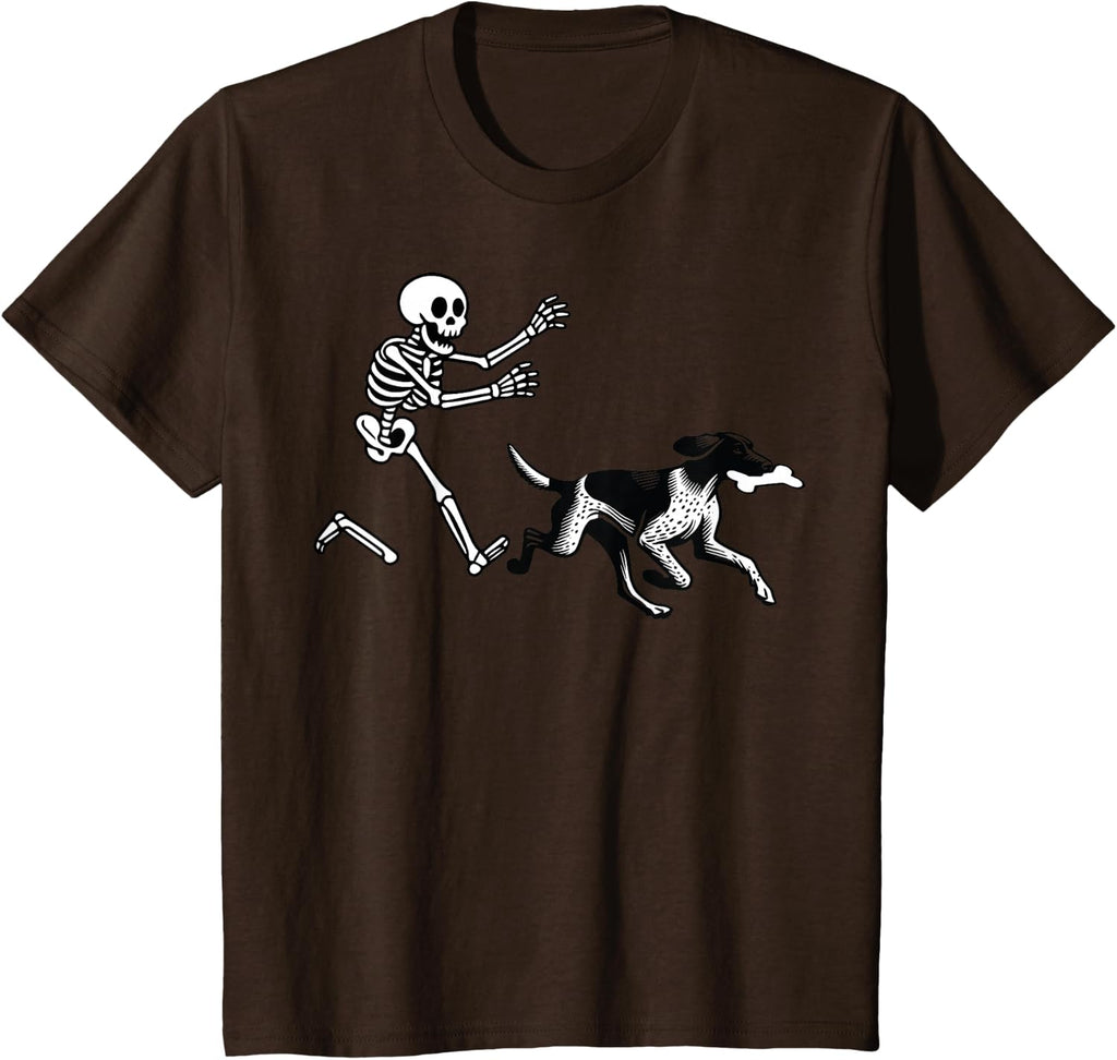 German Shorthaired Pointer Running Skeleton Halloween T-Shirt