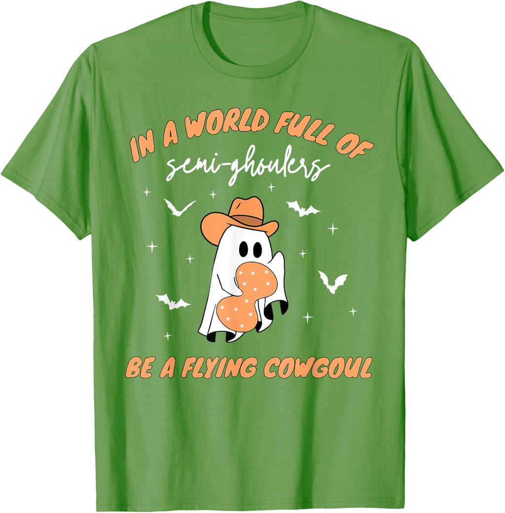 Labor and Delivery Nurse Halloween Ghost Flying Cowgirl Fall T-Shirt