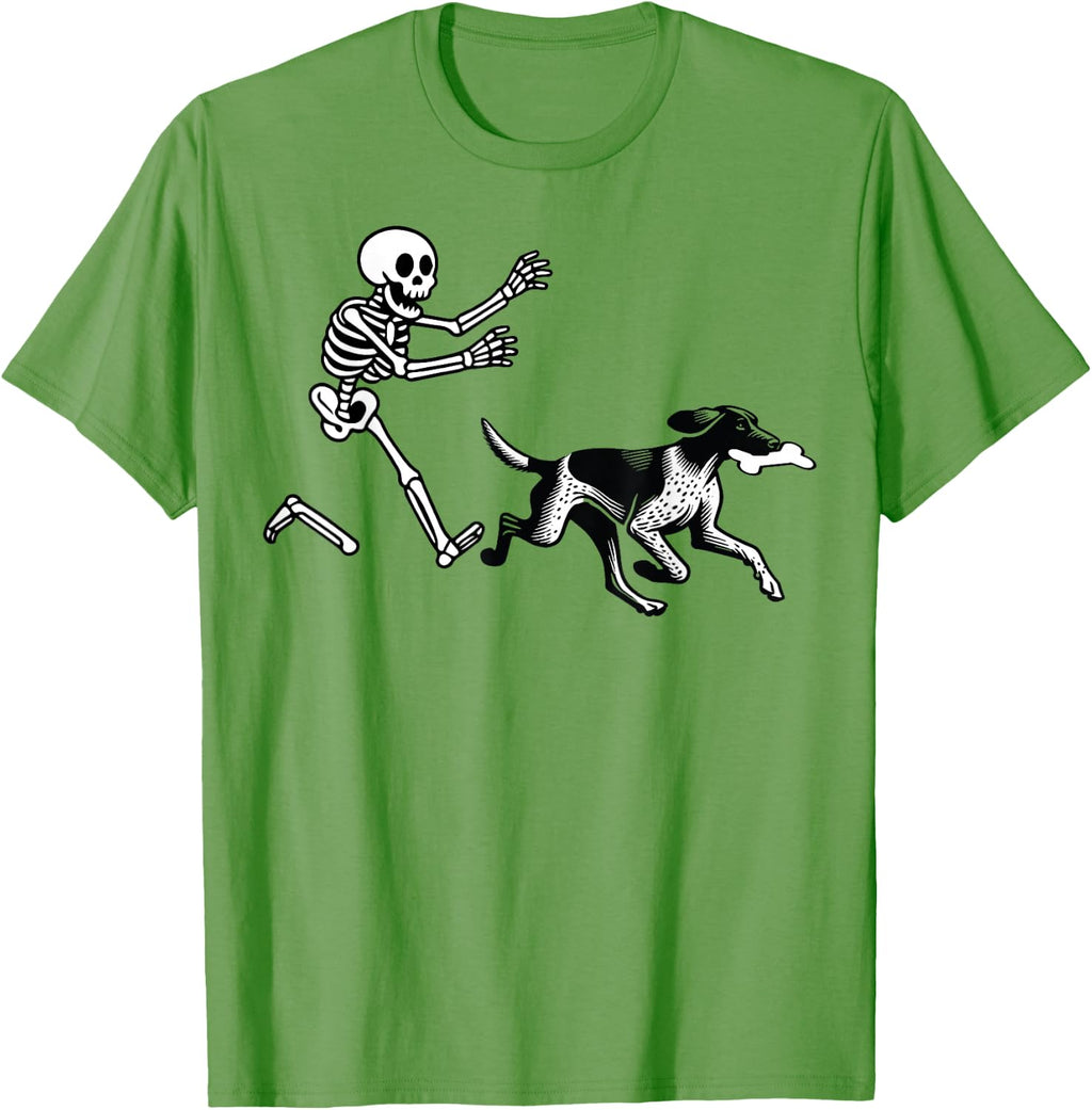 German Shorthaired Pointer Running Skeleton Halloween T-Shirt