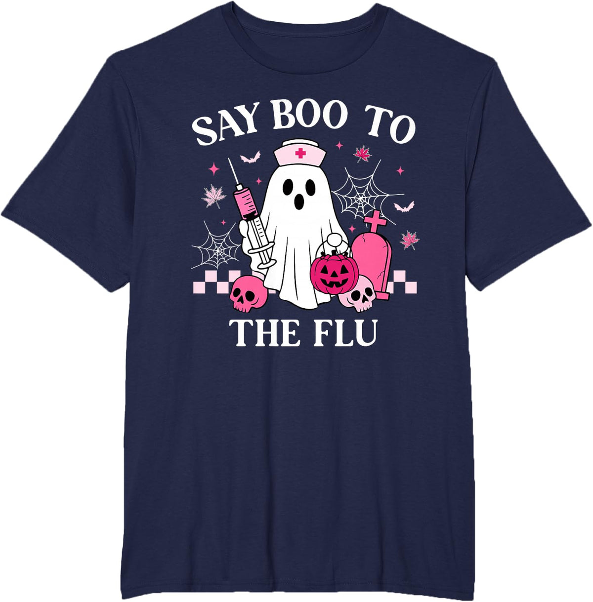 Say Boo to The Flu Funny Nurse Ghost Halloween Vaccine T-Shirt
