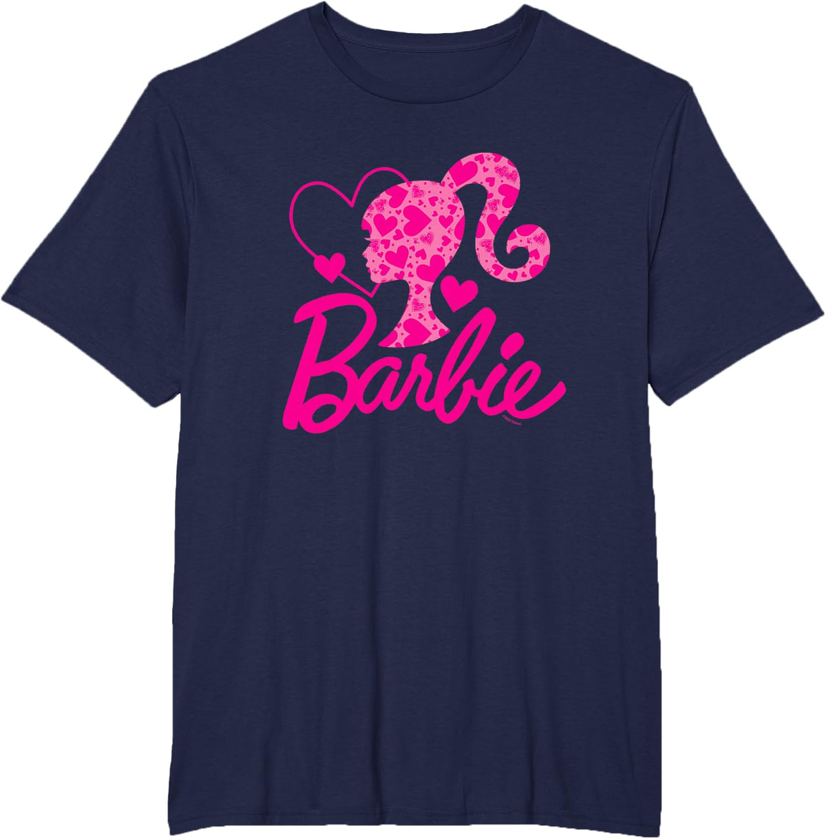 Barbie Black Heart Logo Crew Neck T-Shirt - Classic Fit, Short Sleeve, Cotton-Polyester Blend