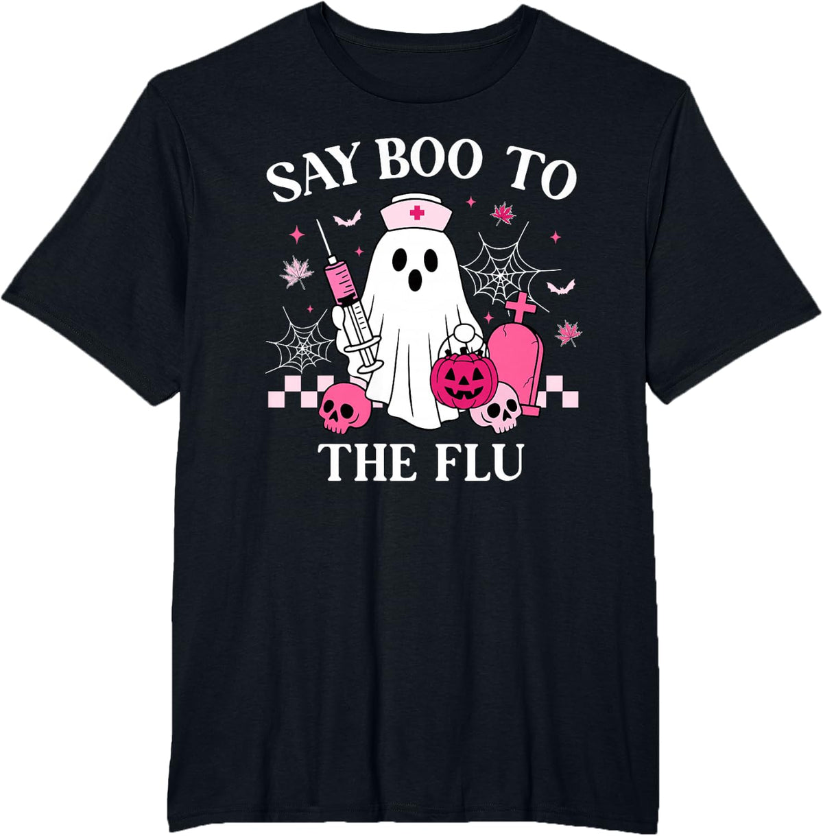 Say Boo to The Flu Funny Nurse Ghost Halloween Vaccine T-Shirt