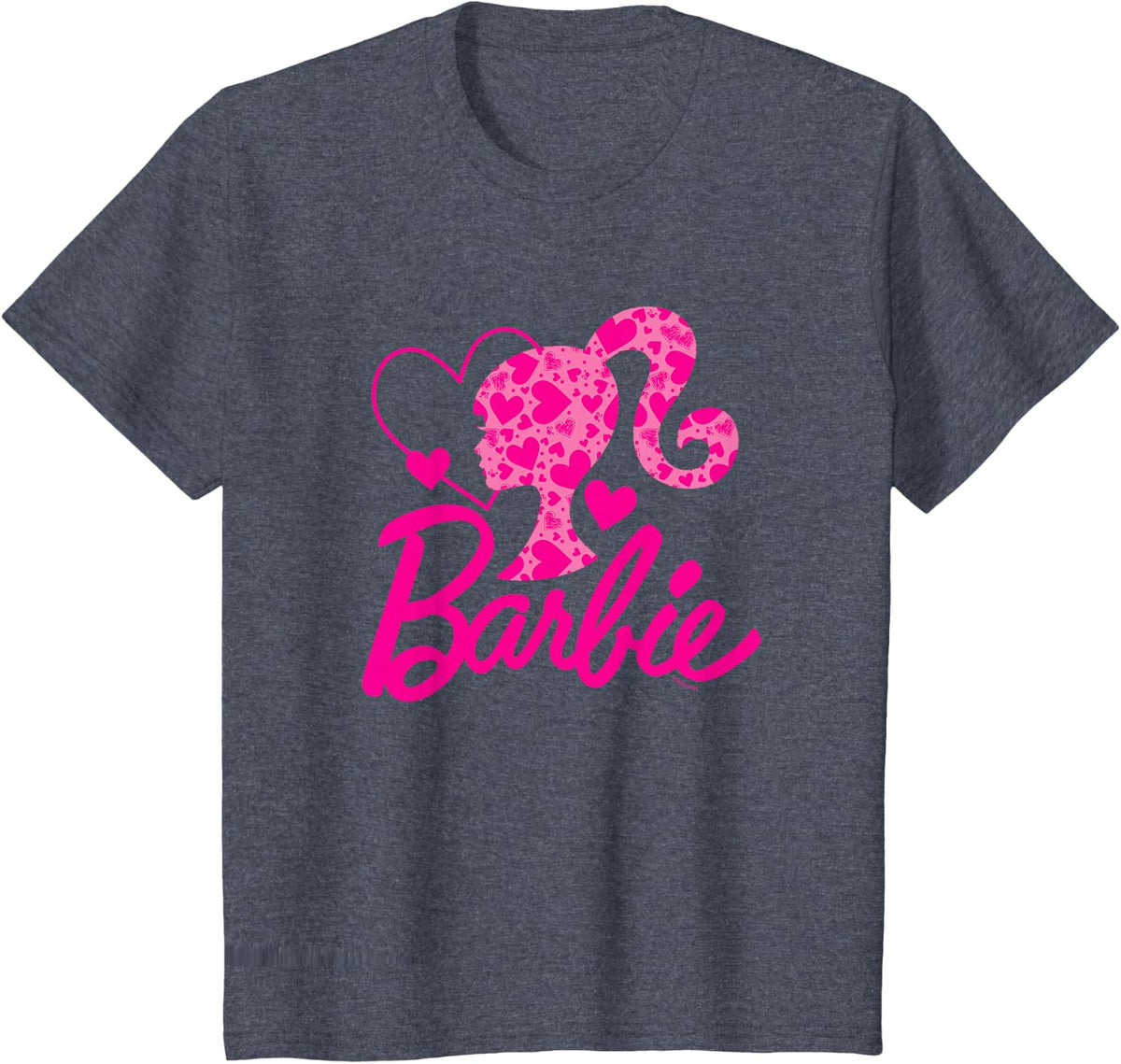 Barbie Black Heart Logo Crew Neck T-Shirt - Classic Fit, Short Sleeve, Cotton-Polyester Blend