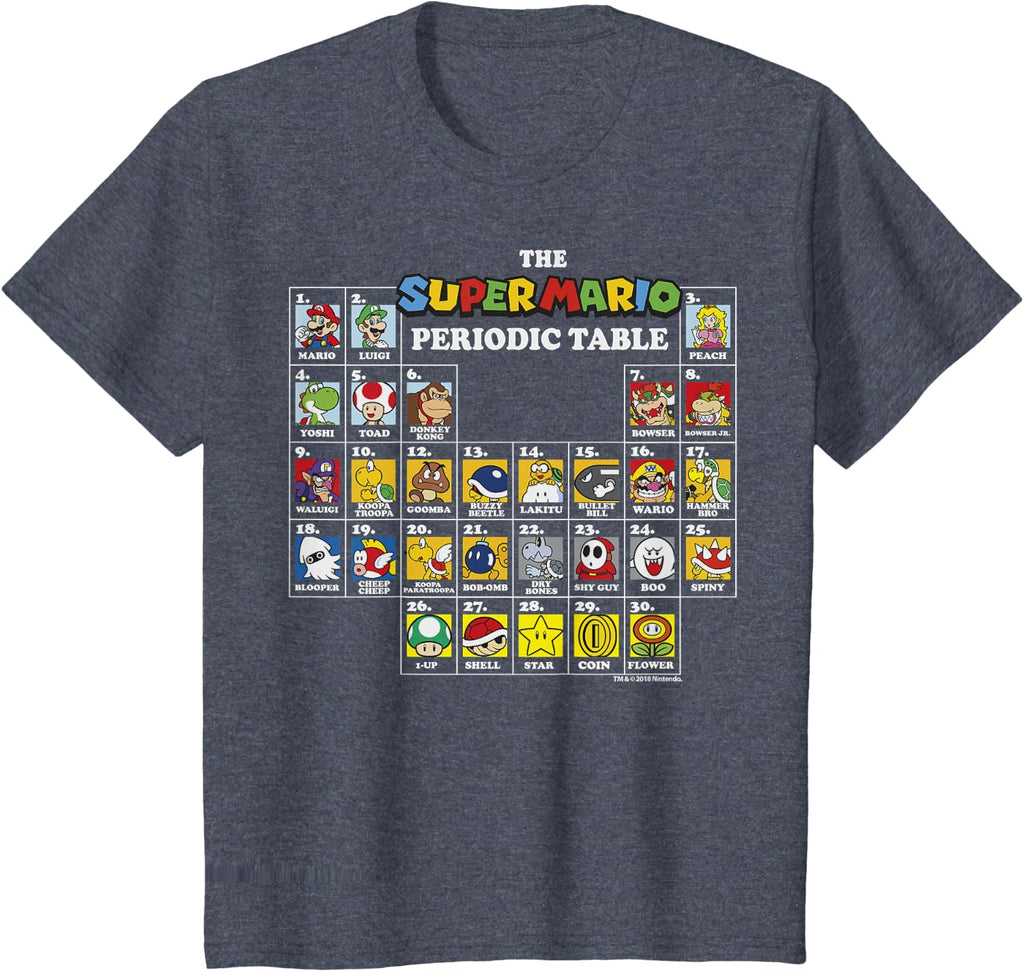 Super Mario Periodic Table Of Characters Graphic T-Shirt