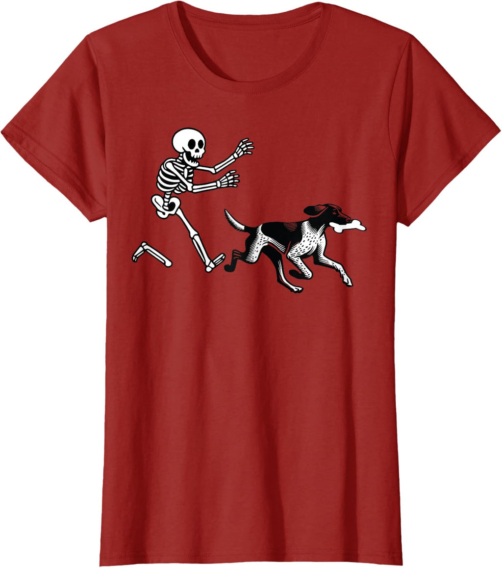 German Shorthaired Pointer Running Skeleton Halloween T-Shirt