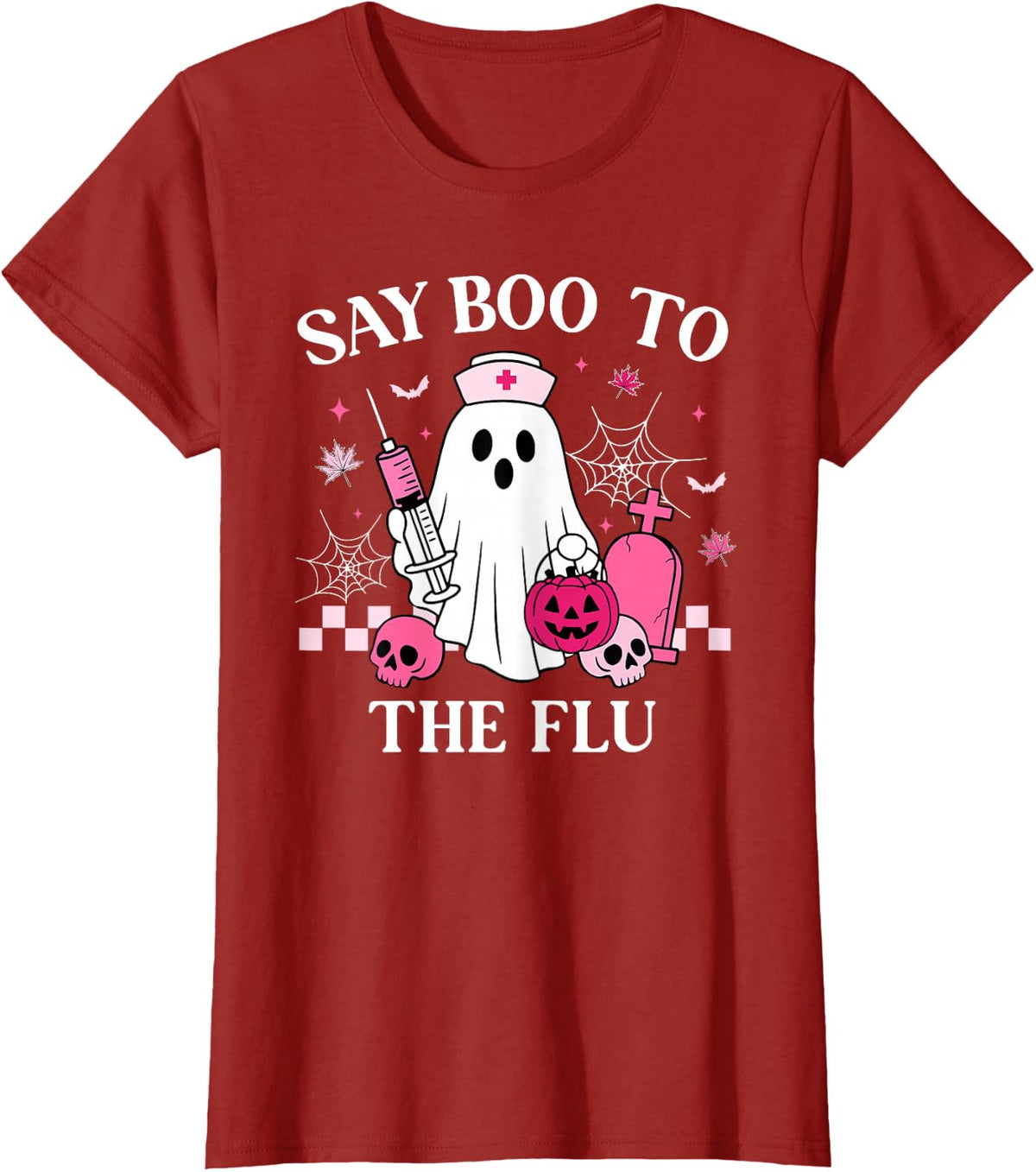 Say Boo to The Flu Funny Nurse Ghost Halloween Vaccine T-Shirt