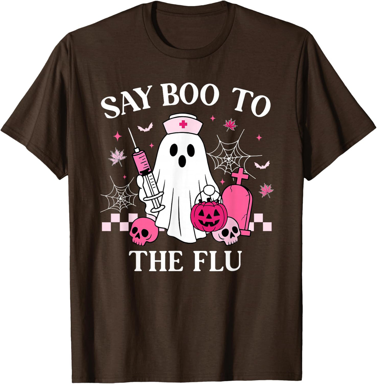 Say Boo to The Flu Funny Nurse Ghost Halloween Vaccine T-Shirt