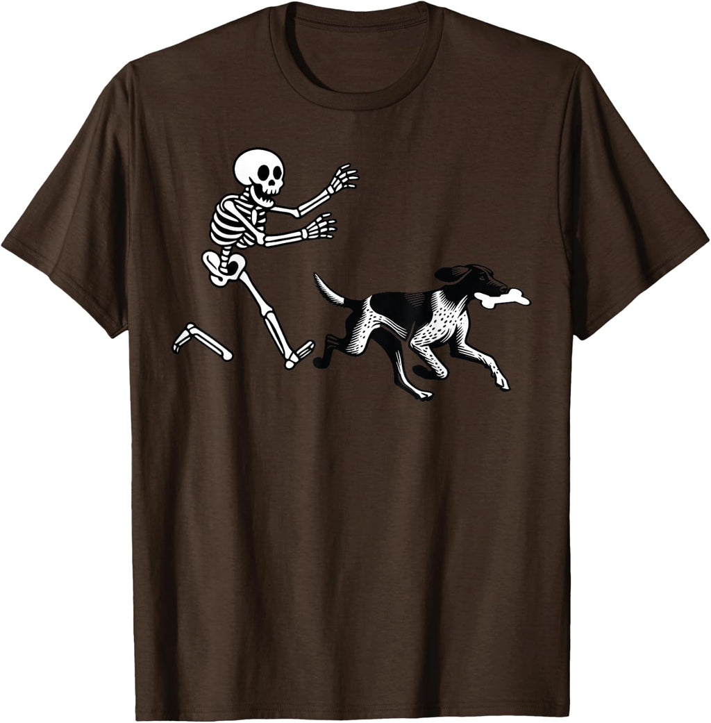 German Shorthaired Pointer Running Skeleton Halloween T-Shirt