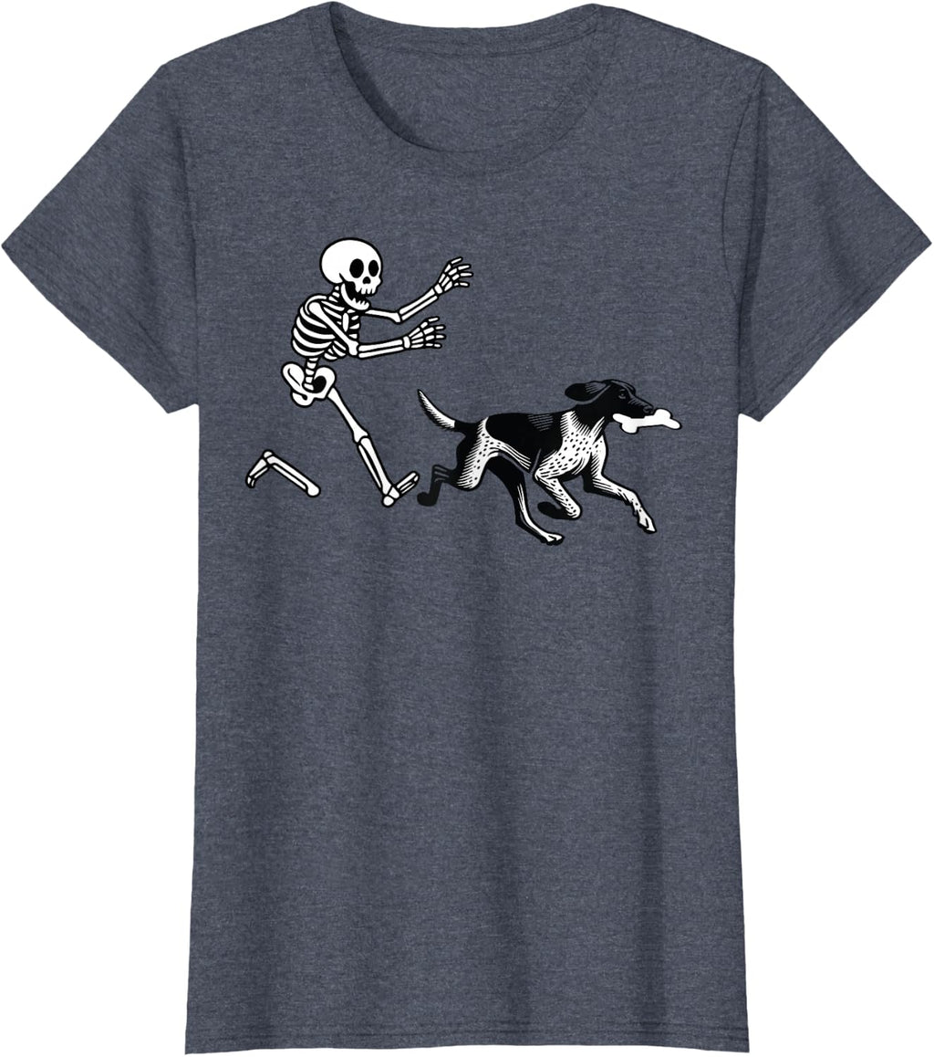 German Shorthaired Pointer Running Skeleton Halloween T-Shirt