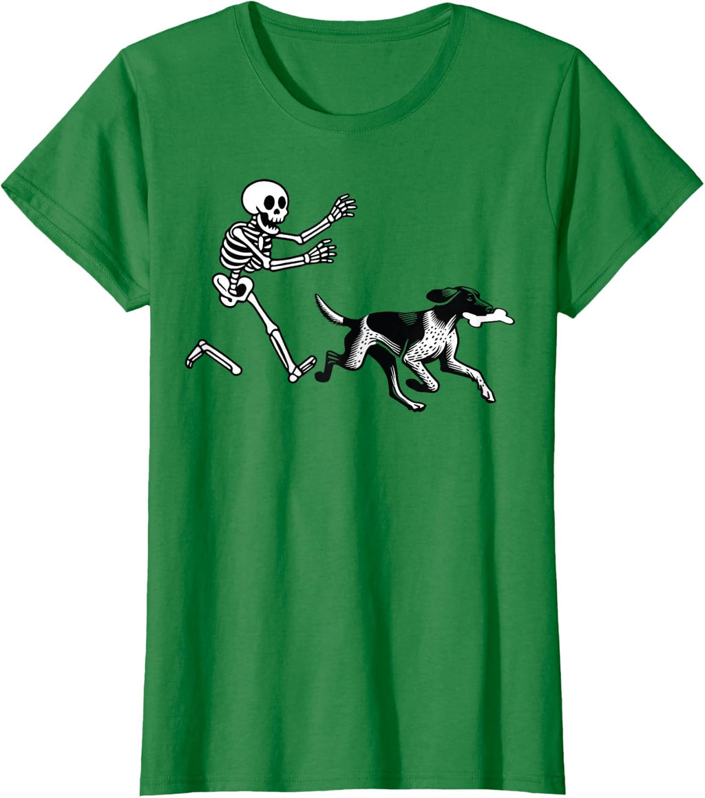 German Shorthaired Pointer Running Skeleton Halloween T-Shirt