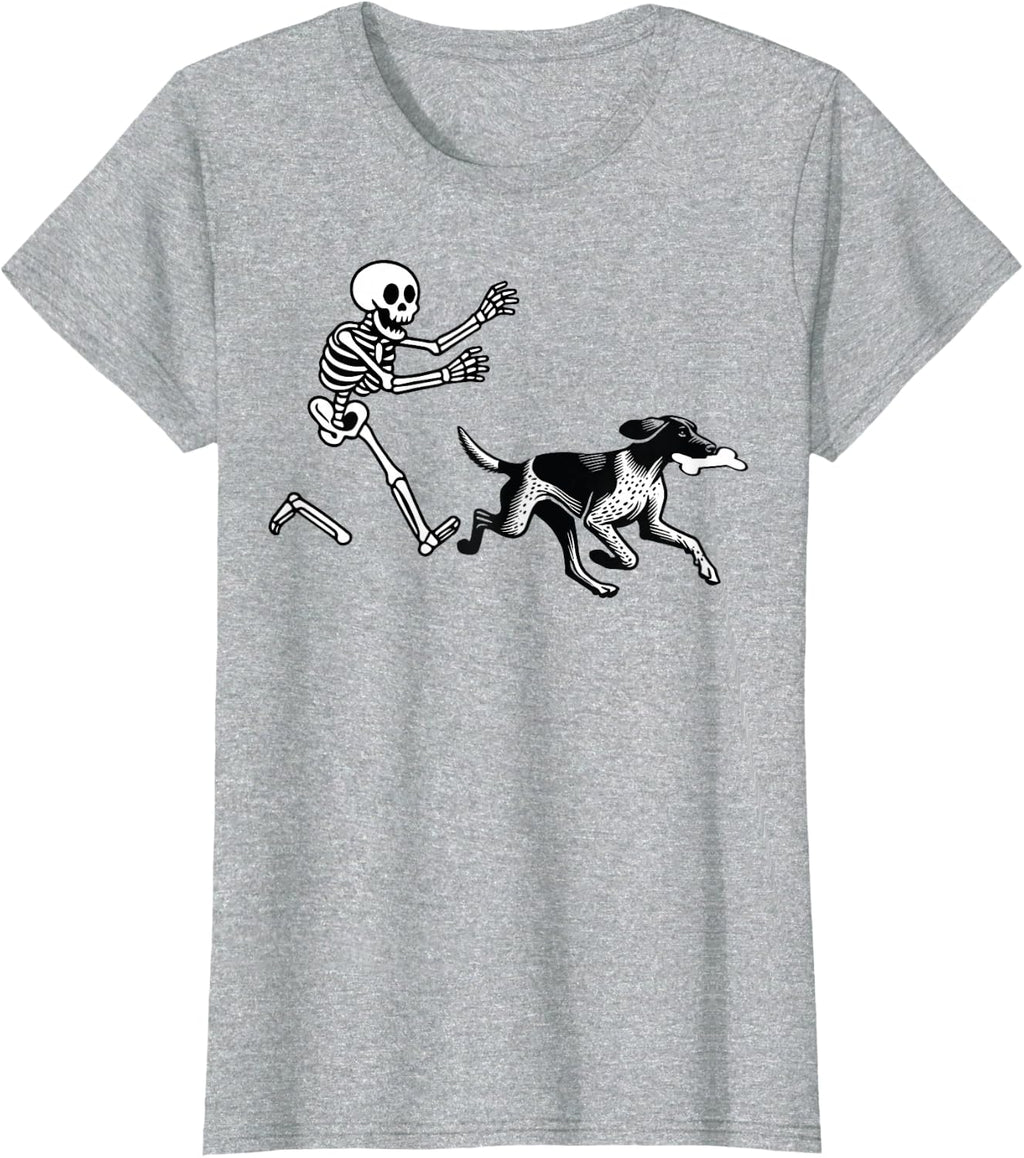 German Shorthaired Pointer Running Skeleton Halloween T-Shirt