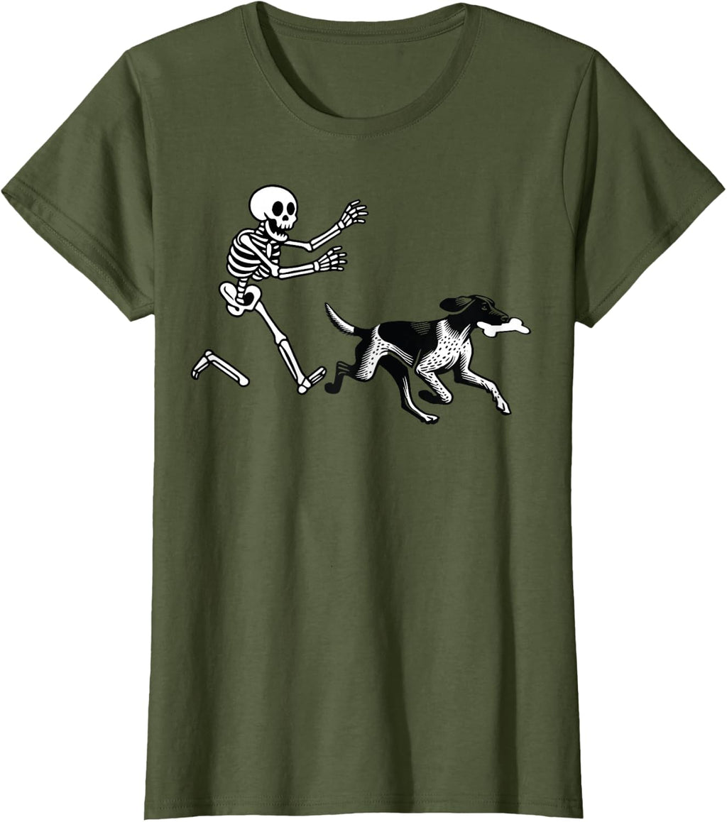 German Shorthaired Pointer Running Skeleton Halloween T-Shirt