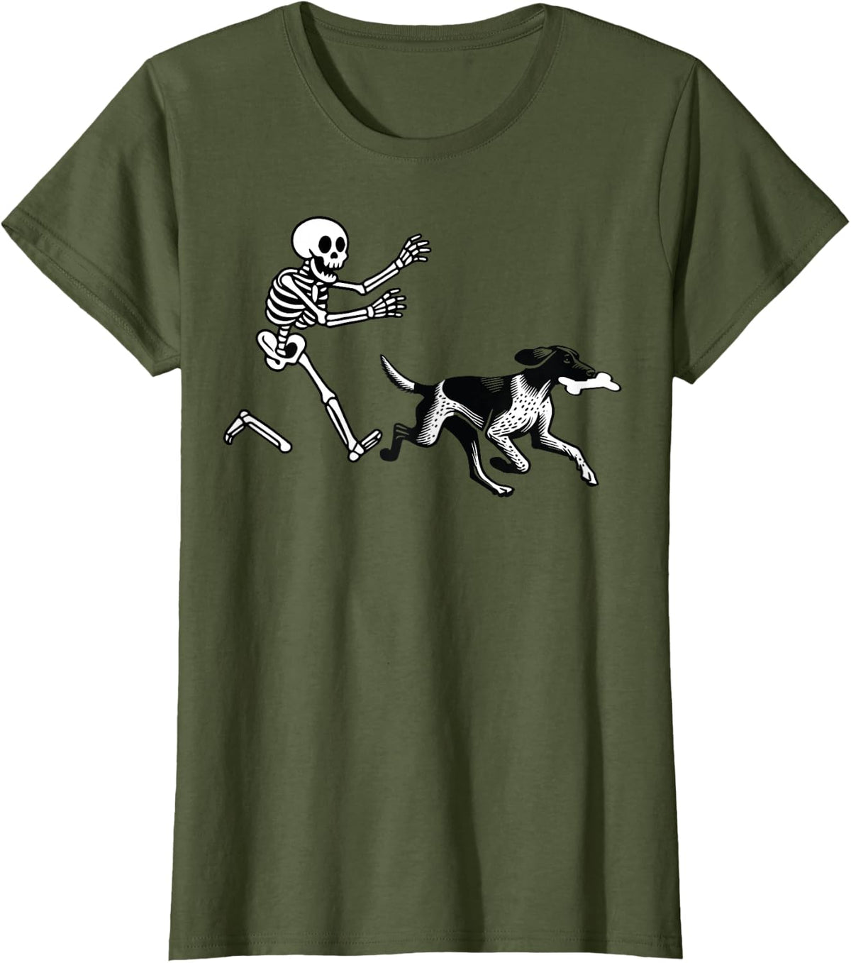 German Shorthaired Pointer Running Skeleton Halloween T-Shirt