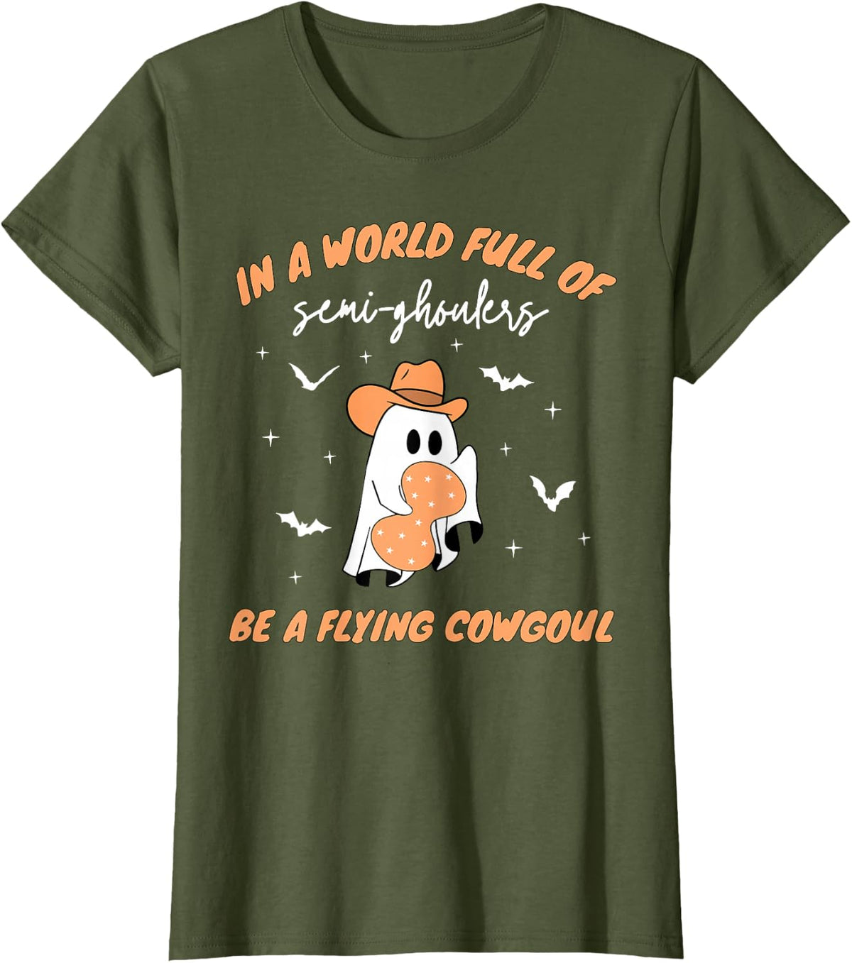 Labor and Delivery Nurse Halloween Ghost Flying Cowgirl Fall T-Shirt