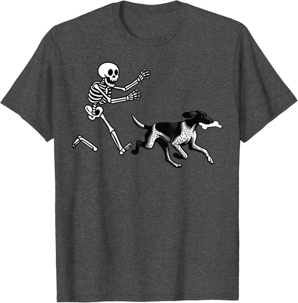 German Shorthaired Pointer Running Skeleton Halloween T-Shirt