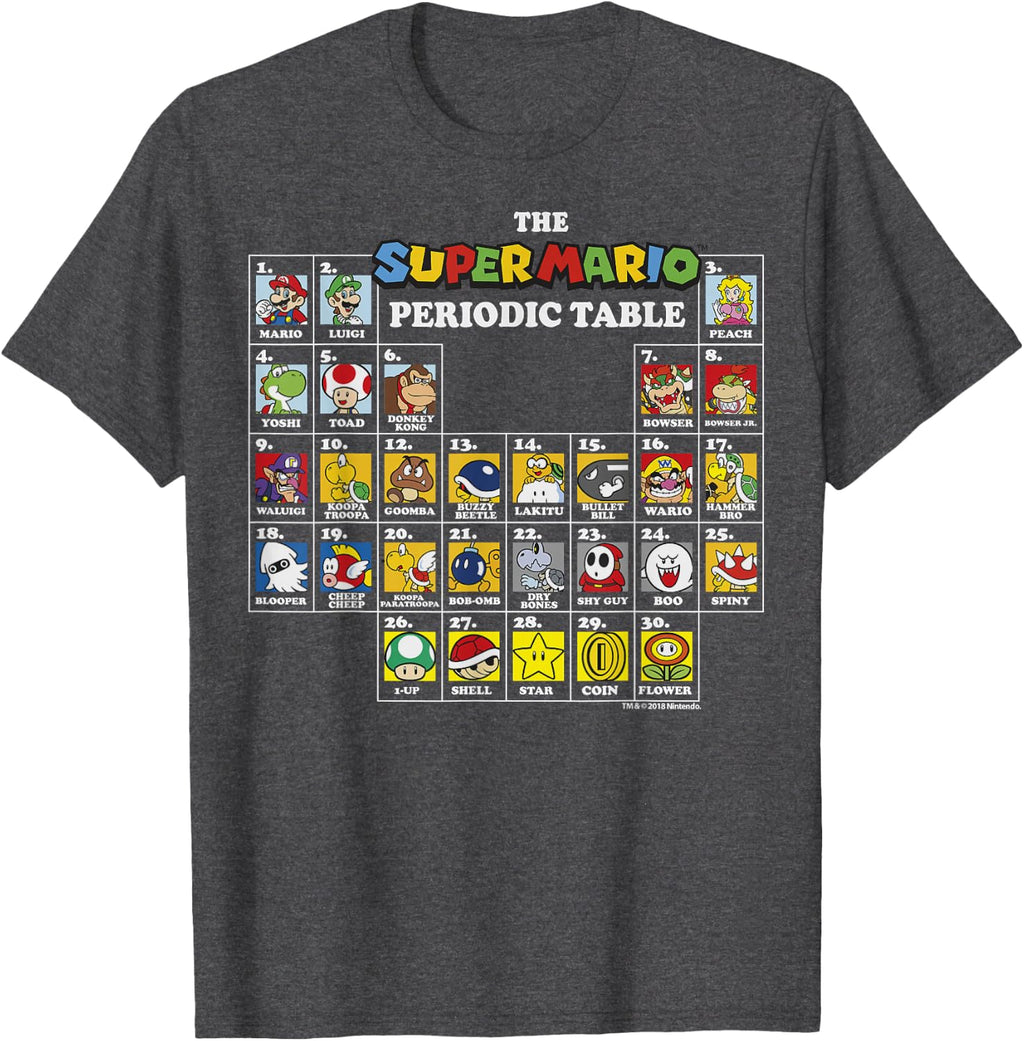 Super Mario Periodic Table Of Characters Graphic T-Shirt