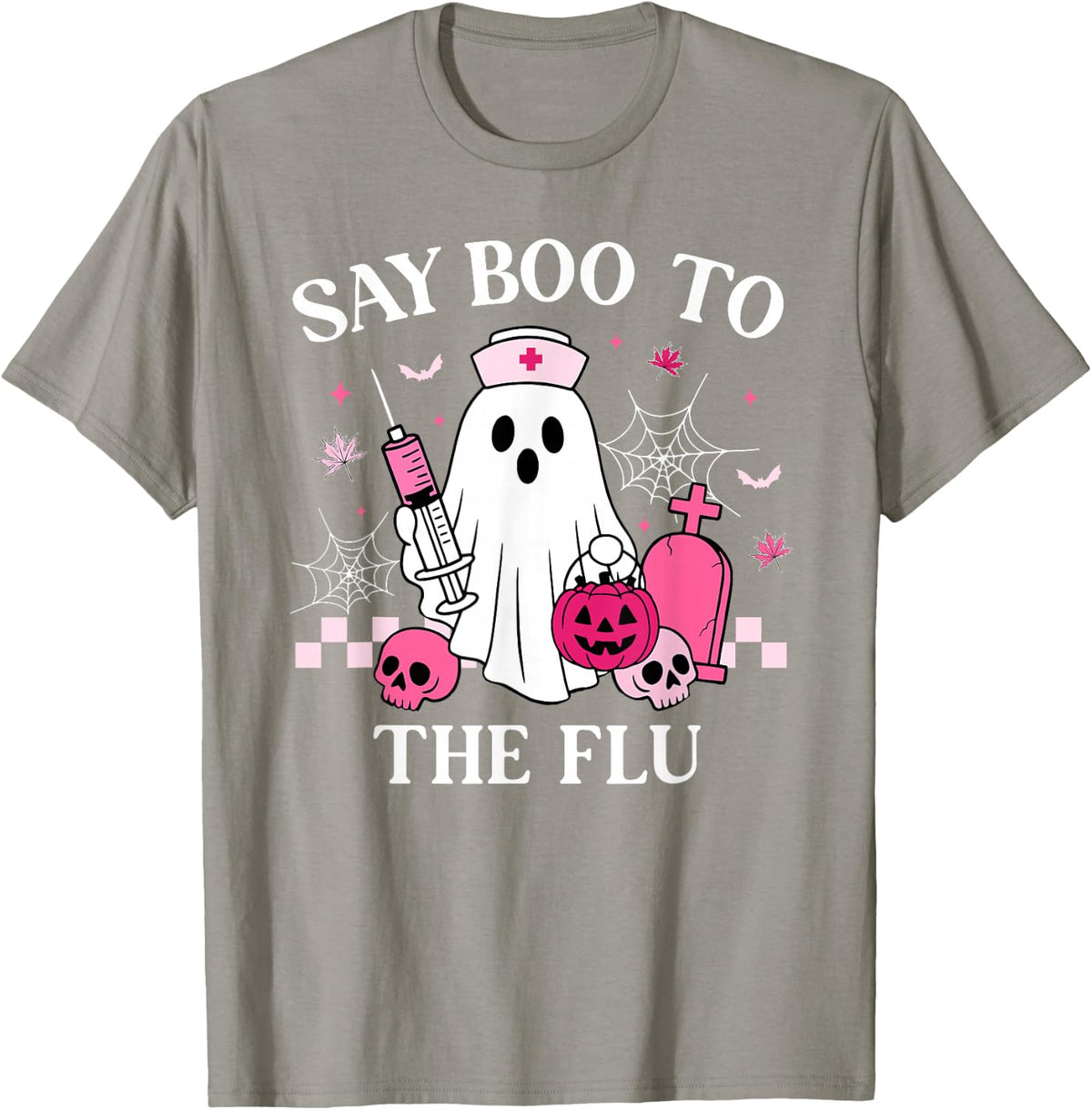 Say Boo to The Flu Funny Nurse Ghost Halloween Vaccine T-Shirt