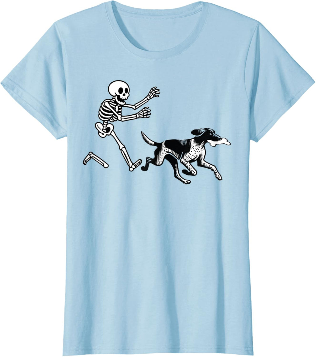 German Shorthaired Pointer Running Skeleton Halloween T-Shirt